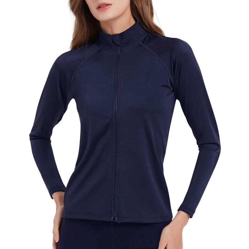 [] ラッシュガード レディース 水着 長袖 フードなし スイムウェア 日焼け止め パーカー ジップアップ 体型カバー UVカット 日焼け予防 水陸両用 接触冷感 吸汗速乾