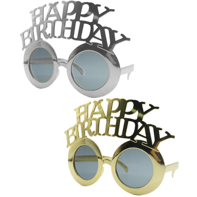[] パーティーメガネ 2個セット HAPPY BIRTHDAY 誕生日メガネ 可愛い 眼鏡 面白い 目飾り 写真用 小道具 仮装 装飾用品 パーティーグッズ 男女兼用