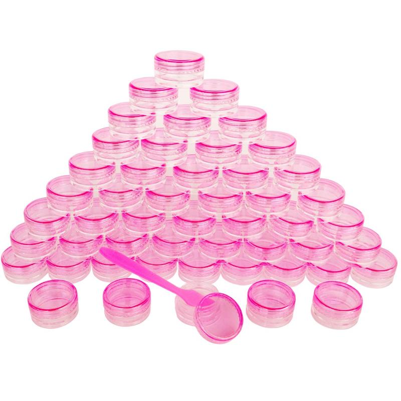 Wopanxye 50個セット 3ml 5ml 小分け丸ケース アクセサリー ビーズ収納ケース 化粧品用小分け容器 クリームケース 詰め替え容器 プラスチック ネイル収納ボックス 家庭用 旅行用品 クリーム用容