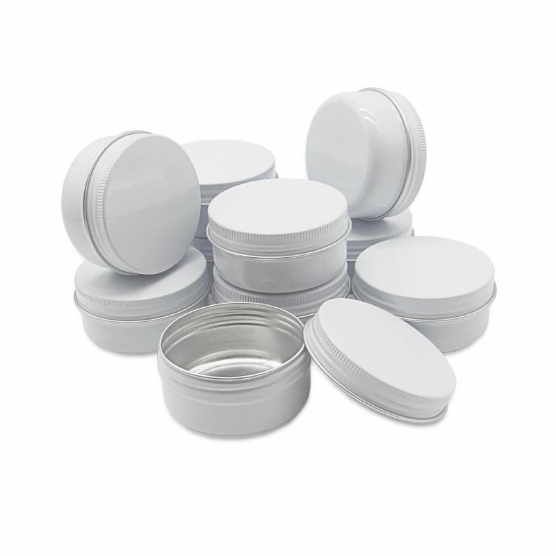 Rakuten - Wopanxye 白色アルミ缶メタルジャー 1oz アルミ缶 2oz アルミケース 3oz クリームケース クリームジャー 容器 化粧品容器 詰替え容器 小分け 手作り化粧品材料 家庭用、旅行用品、出張 5ml 10ml 15ml