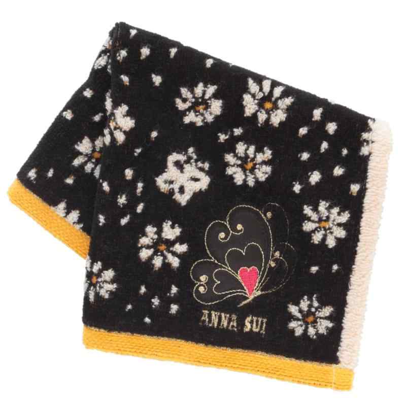 ANNA SUI (アナスイ)タオルハンカチ バタフライ アップリケ刺繍 (イエロー) 婦人 レディース タオル ハンドタオル 約25cm 109482-0010-02