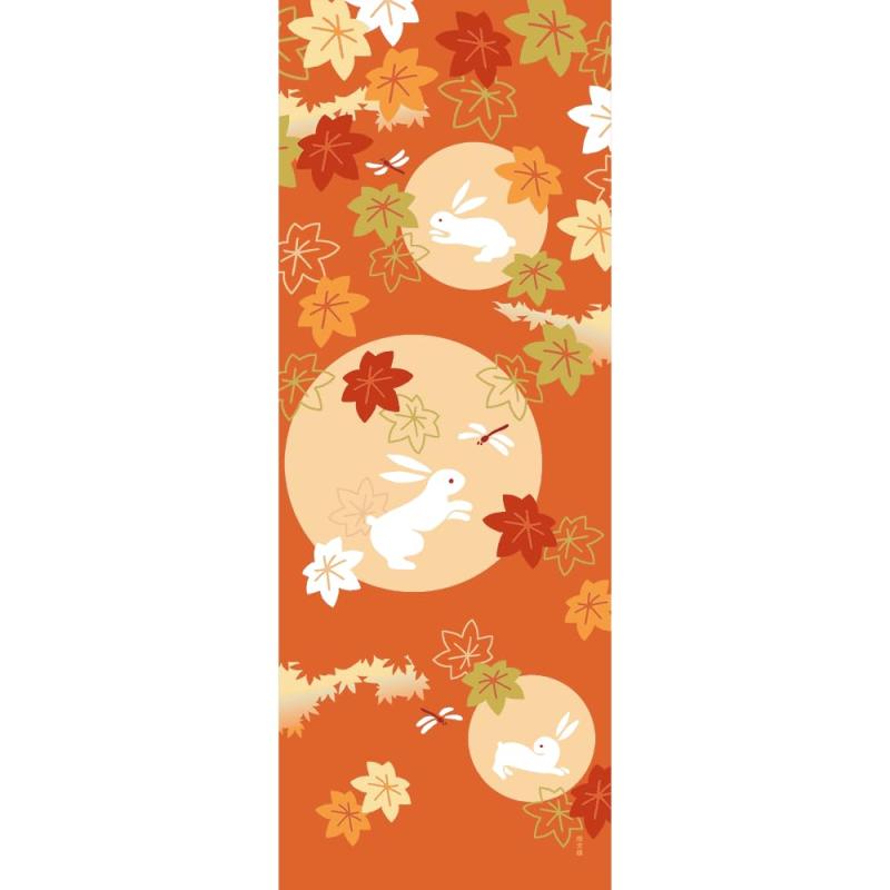 乐天商城 - 濱文様 絵てぬぐい 秋うさぎと紅葉重ね
