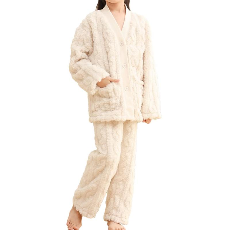 Rakuten - [DAYCLOSET] パジャマ キッズ 女の子 長袖 2点セット ルームウェア ボア もこもこ 暖かい 中厚手 冬 roomwear175
