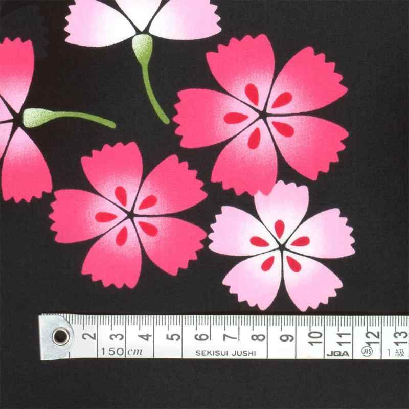 乐天商城 - COLORFUL TEXTILE MARKET 生地布和柄浴衣花柄大和撫子・黒 110cmx200cm D0040220