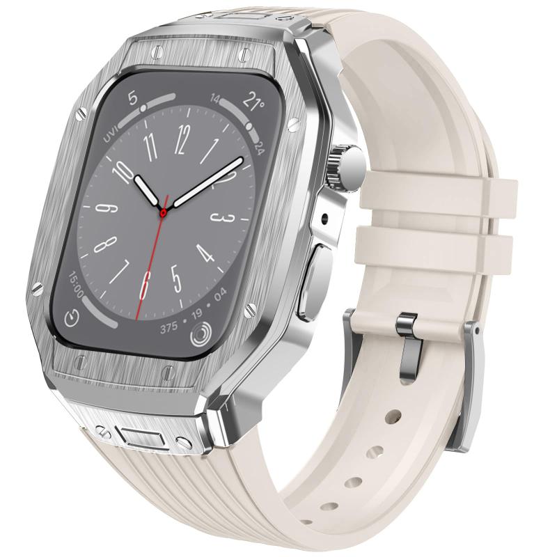 乐天商城 - [] for Apple Watch バンドとケースと背面ケースの3in1一体型デザイン アップルウォッチ ベルト 44mm/45mm ビジネス 耐衝撃 Apple Watch Series 9/8/7/6/5/4/SE3/SE2/SE 対応 メンズ か