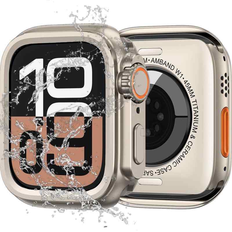 乐天商城 - [2 in 1全周保護] For Apple Watch カバー Apple Watch 保護ケース 強化ガラスフィルム+超耐衝撃PCフレーム 反射低減 防水落下 指紋防止 対応 Series 10/9/8/7SE2/SE/6/5/4