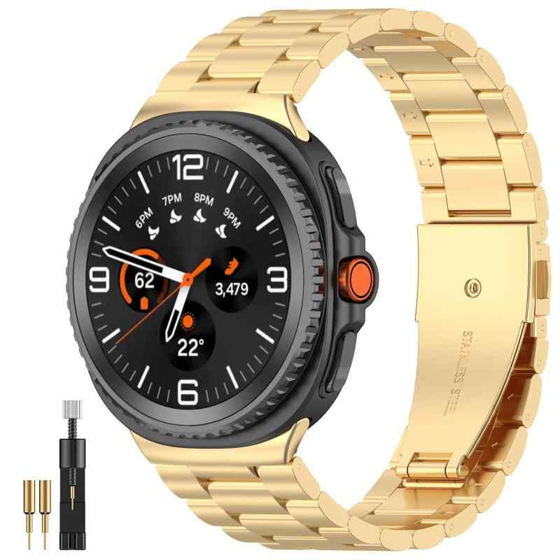 コンパチブル Galaxy Watch 8 バンド 40mm/44mm(2025) ステンレス製 メタル 時計 バンド 男女兼用 ビジネス風 クイックリリース 耐久性 金属ベルト 装着簡単 調整工具付き Galaxy Watch8 Classic 交換バ