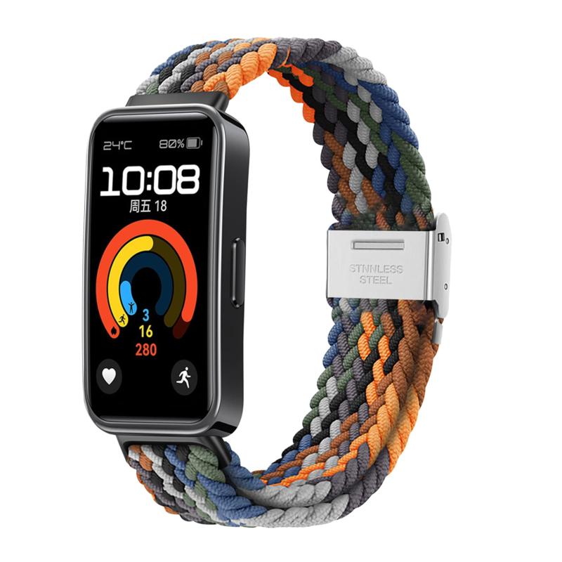 Rakuten - [] バンド for Huawei band 10/band 9/8 用編み込み 伸縮ベルト ファーウェイバンド10/9/8 調整可能 柔軟 通気性 ベルト