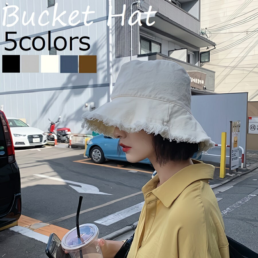 バケットハット 黒 リバーシブル帽子 ストリート ロゴ レディース