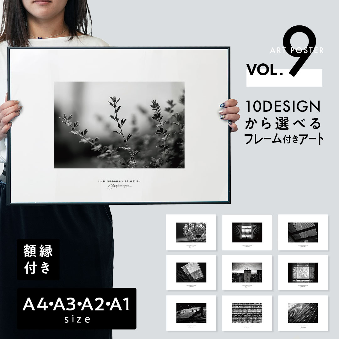 フレーム付きポスター モノクローム フォト アート a4 a3 a2 a1 選べる 高品質印刷 日本製 LINSL【 アートパネル アートボード セット ポスターフレーム 北欧 おしゃれ インテリア 玄関 寝室 壁掛け 】sla009 / Vol.9
