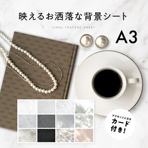 【P2倍】選べる3枚組 背景シート A3 / デザインカード2枚付き 高品質印刷【 撮影シート 置き画 撮影 背景シート 商品撮影 背景 背景紙 撮影背景 おしゃれ 大理石 コンクリート モルタル ネイル おうちスタジオ 送料無料 LINSL リンスル 】