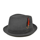 ステットソン・中折れハットSE497/STETSON 秋冬 メンズ 紳士 撥水加工 羽根つき帽子 58cm 60cm チャコールグレー