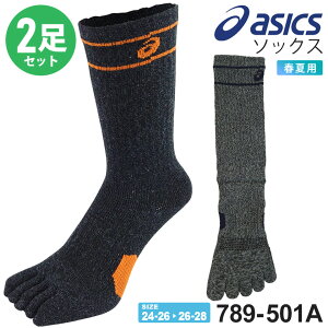 【P10倍】 アシックス 5本指 靴下 2足組 ソックス W-DEO ASICS 789-501A アソート2足 asics 2色1セット くつした お徳用 ASI HC TOU 2P レジャー アウトドア Yヒール ミドル丈 ライン 消臭 高耐久 【春夏】