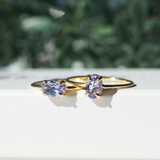 タンザナイト6mmのオーバルファセット爪留めリング・縦横可 ～キリマンジャロの夕暮れオパール リング 天然石 ジュエリー モード アクセサリー ホワイトデー 母の日 シンプル ハンドメイド プレゼント ギフト お出かけ