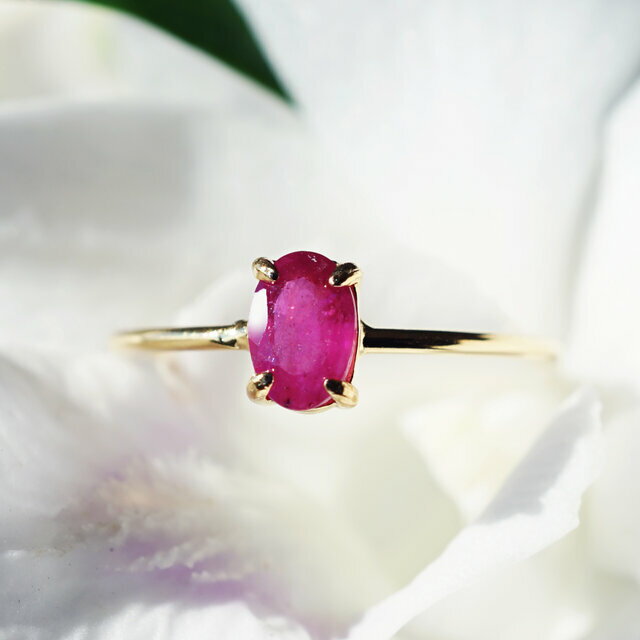 ルビーのオーバルカットリング・ヴェルメイユ・各サイズ・縦横選択可 ～牡丹ヴェルメイユ ルビー 7月誕生石 天然石 ジュエリー モード アクセサリー ホワイトデー 母の日 シンプル ハンドメイド プレゼント ギフト お出かけ