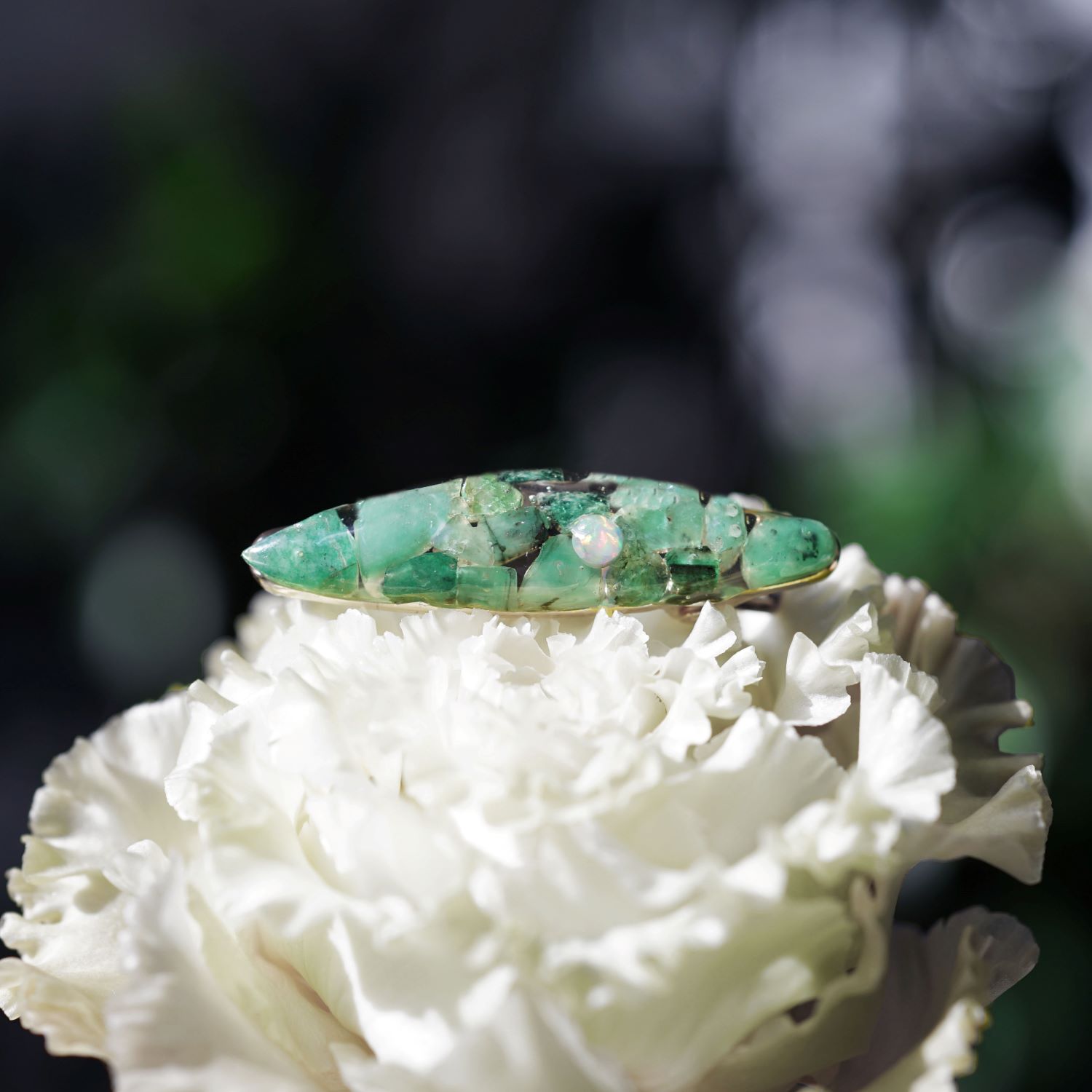 エメラルドとオパールのジュエル・ヘアクリップ 〜Consueloジュエリー アクセサリー ストーン シンプル ハンドメイド プレゼント ギフト デザイン 天然石...