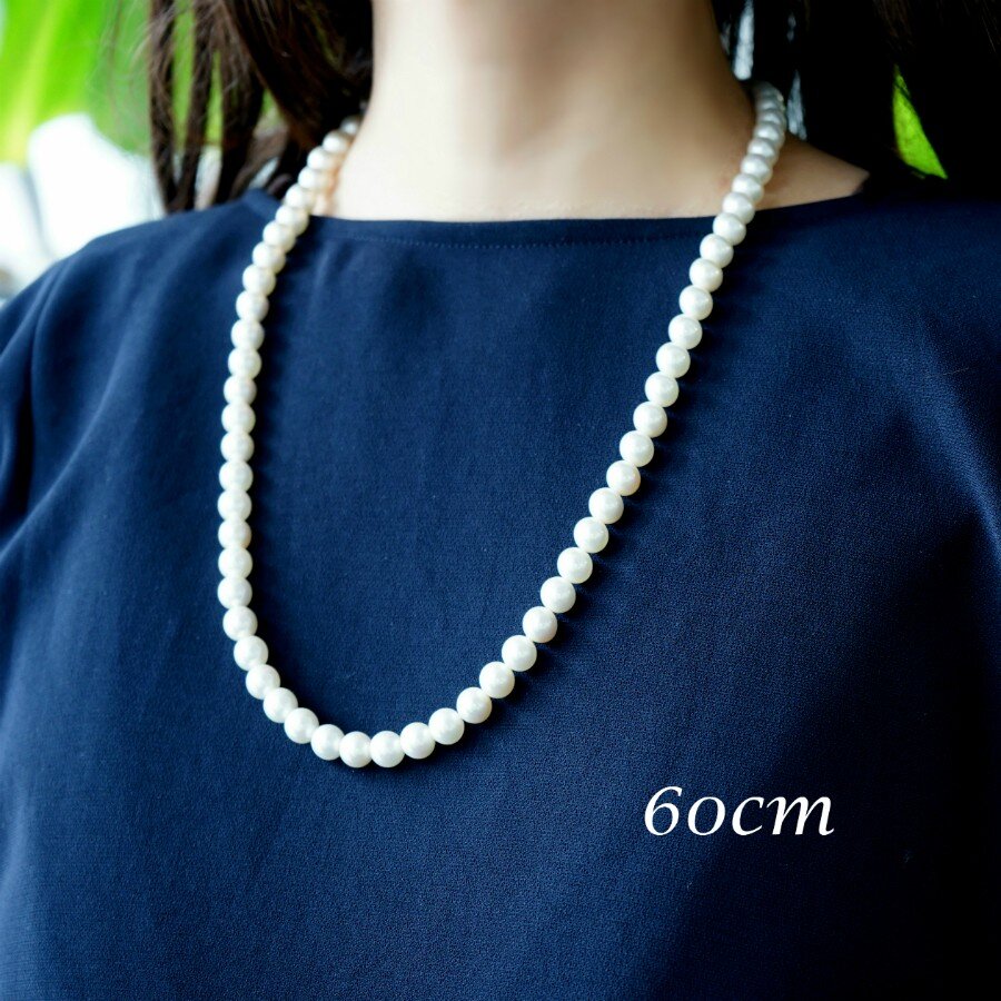 楽天Lipattijewelry貝パール8mm・60cm一連ネックレス　～Marion　天然石 ジュエリー アクセサリー パール 貝パール フォーマル シンプル お祝い お呼ばれ 入学式 卒園式 式典 表彰式 卒業式 来賓 入園式 ハンドメイド プレゼント ギフト 母の日 重ね付け モード デザイン