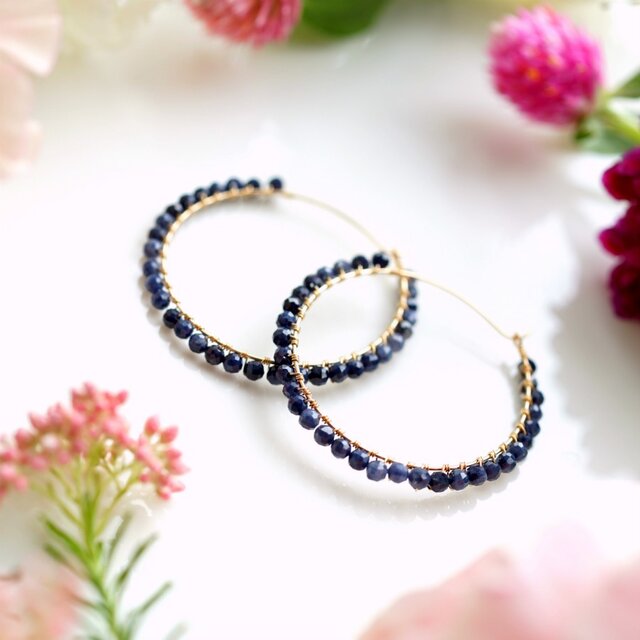 サファイアの4cmフープピアス～J...
