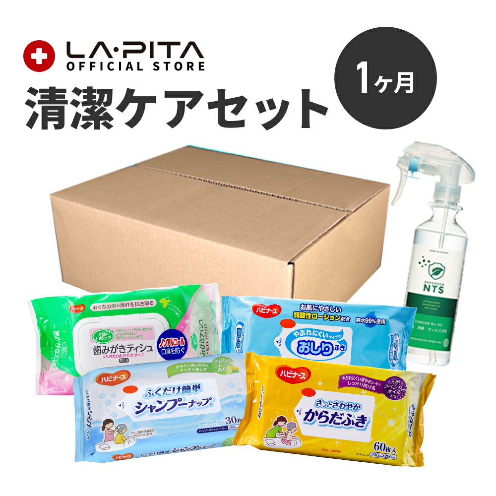 清潔ケア1ヵ月セット｜ 送料無料 災害避難時の健康二次被害予防に シャンプーナップ 歯みがきティッシュ おしりふき からだふき 抗菌消臭剤 清潔ケアセット防災用品 避難グッズ レジャー＜防災セット・防災グッズ＞