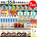 非常食 7日分 55品の 保存食セット【KC】 防災ハンドブック付 ( パン と スープ ランダム ) 非常食セット 保存食 セット お菓子 おかず おにぎり 1週間分 保存食 アルファ米 乾パン ご飯 カゴメ サタケ 本 尾西 ぱん 野菜ジュース おやつ カレー 保存水