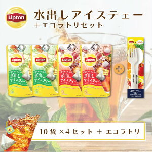 【4月30日(火)限定/ポイント5倍】紅茶 水出し リプトン 公式 無糖 水出しアイスティー 4個 ＋ エコラトリー・たらみちらしセット 送料無料 メール便 ティーバッグ アイスティー 水出し コールドブリュー Lipton LIPTON