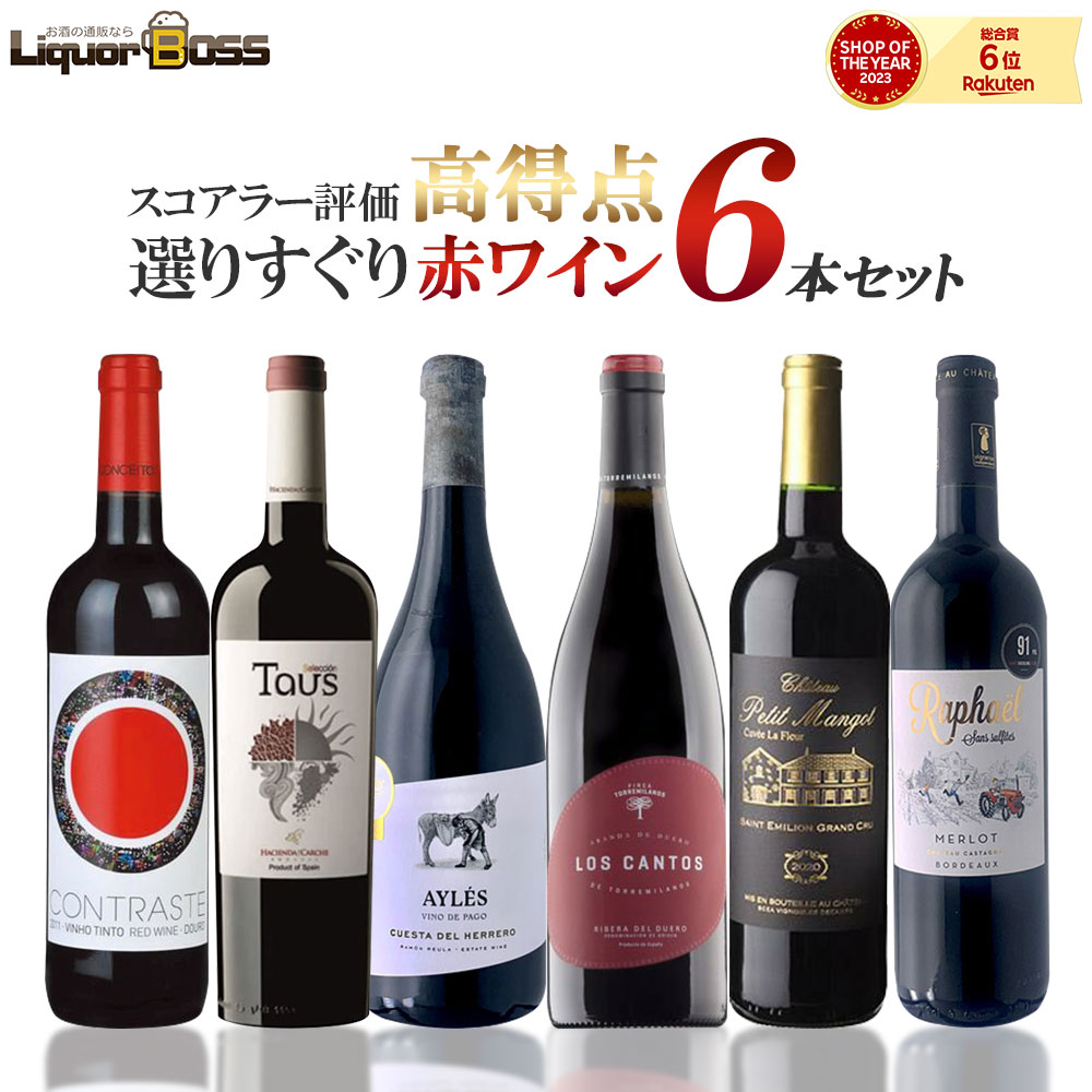 【あす楽】 【送料無料】 スコアラー評価高得点の選りすぐり赤ワイン6本セット[750ml×6本]【北海道・東北・四国・九州・沖縄県は必ず送料がかかります】