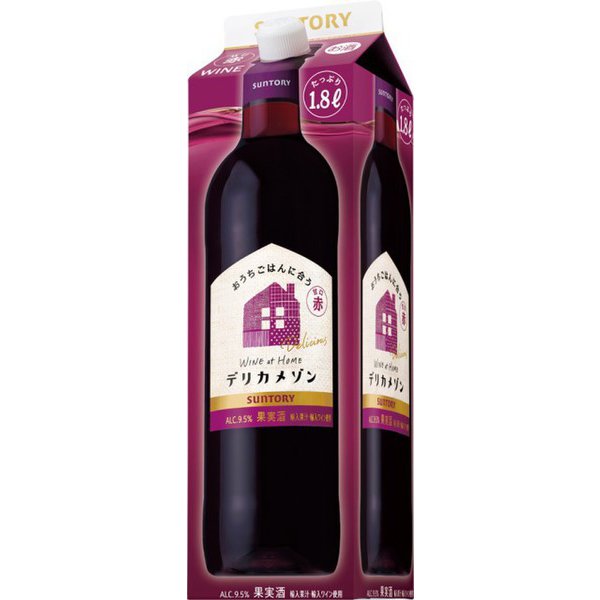 ●内容量 1.8L ●アルコール分 9.5％ ●色 赤 ●味わい 甘口 ●商品特徴 幅広い食事と相性が良く、ワイン単体でも楽しめる旨みと飲みごたえ ご家庭で気軽に楽しめる国産カジュアルワインの「デリカメゾン 甘口赤」。 食事と合う飲みやすい味わいをベースに、フルーティーでコクのある味わいに仕上げました。