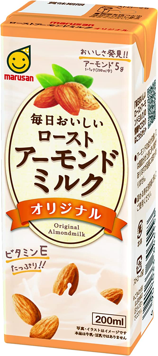 【内容量】 200ml 【原材料】 アーモンドペースト(国内製造)、果糖、ぶどう糖果糖液糖、砂糖、食物繊維(ポリデキストロース)、植物油脂、食塩/乳化剤、香料、pH調整剤、安定剤(ジェラン)、ビタミンE 【商品特徴】ローストアーモンドペーストを使用し風味豊かで、ビタミンEたっぷり。毎日おいしく飲めるやさしい甘さのアーモンドミルクです。