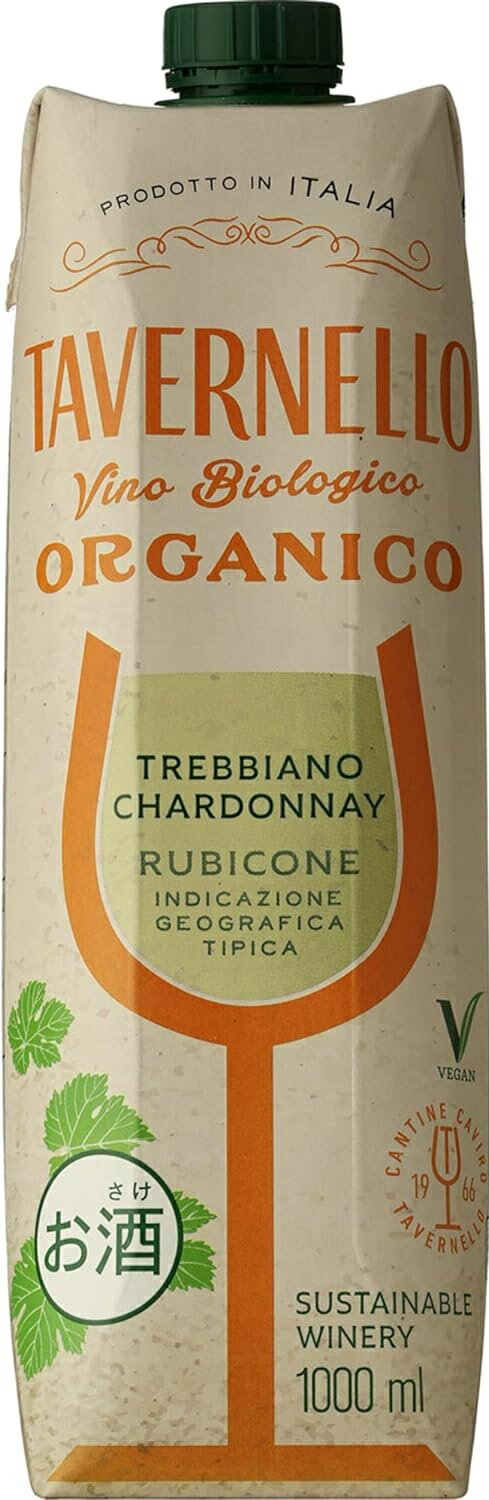 タヴェルネッロ オルガニコ トレッビアーノ シャルドネ テトラパック 1L 1000ml×1ケース/10本［白/辛口/イタリア]紙パック パックワイン ワイン オーガニックワイン