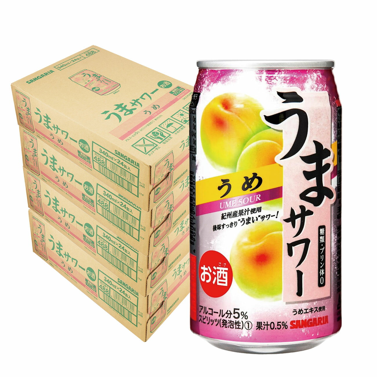 【送料無料】サンガリア うまサワー うめ 340ml×4ケース/96本【北海道・沖縄県・東北・四国・九州地方は必ず送料が掛かります。】