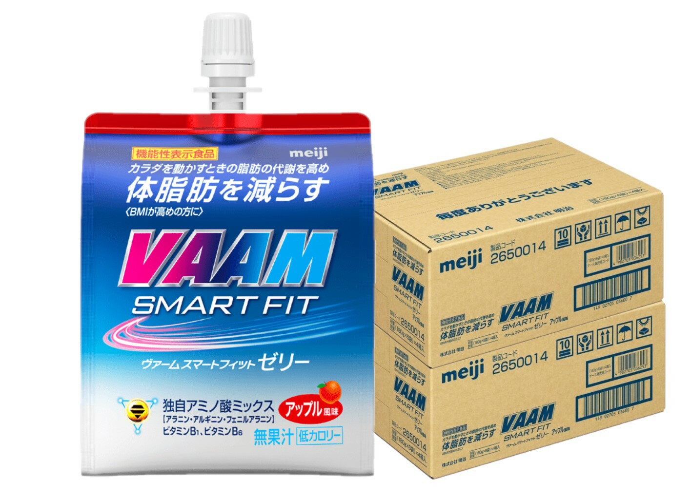 11/25限定全品P3倍 【抽選で1等2万ポイント当たる!】【送料無料】機能性表示食品 明治 ヴァーム スマートフィット ゼリー アップル風味 180g×2ケー...