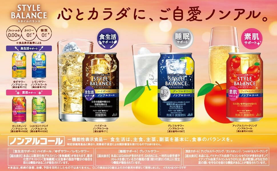 リカーBOSS 楽天市場店の11/20〜11/22限定P2倍 【抽選で1等2万ポイント当たる！】【11/27頃順次発送】 【送料無料】アサヒ スタイルバランス 食生活サポート 無糖レモンサワー ノンアルコール 350ml×1ケ−ス/24本機能性表示食品 ノンアル スマドリ｜アングル2