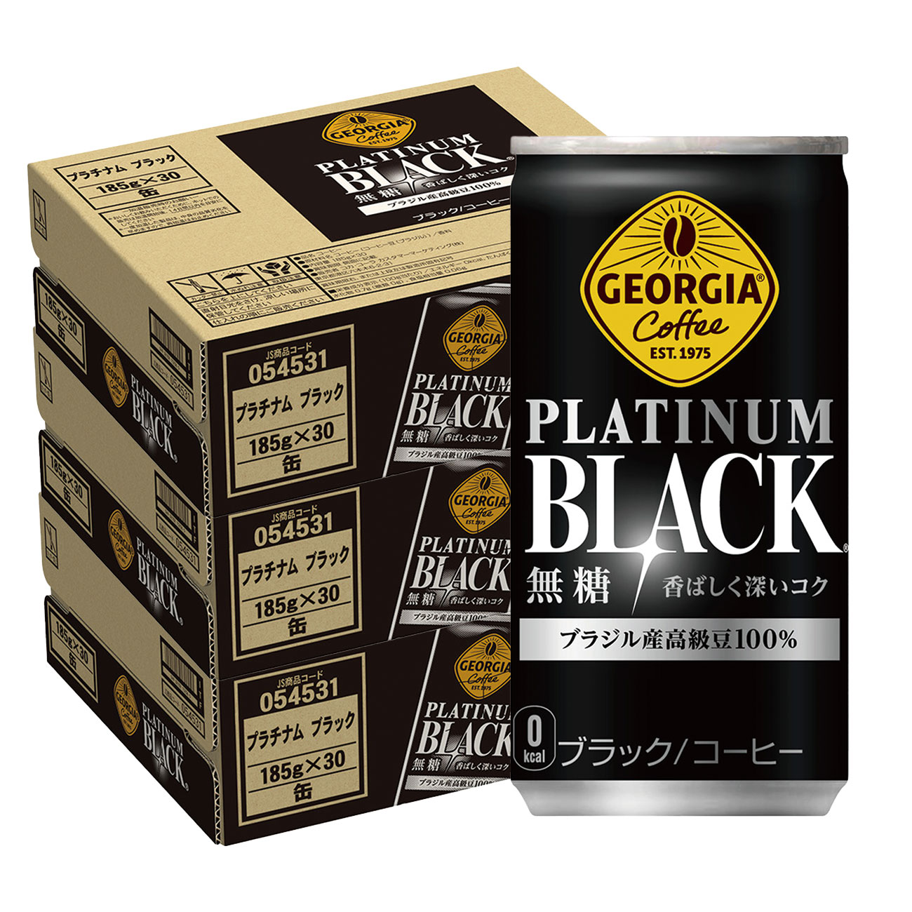 【抽選で1等2万ポイント当たる!】【送料無料】ジョージア プラチナムブラック 185ml×3ケース/90本