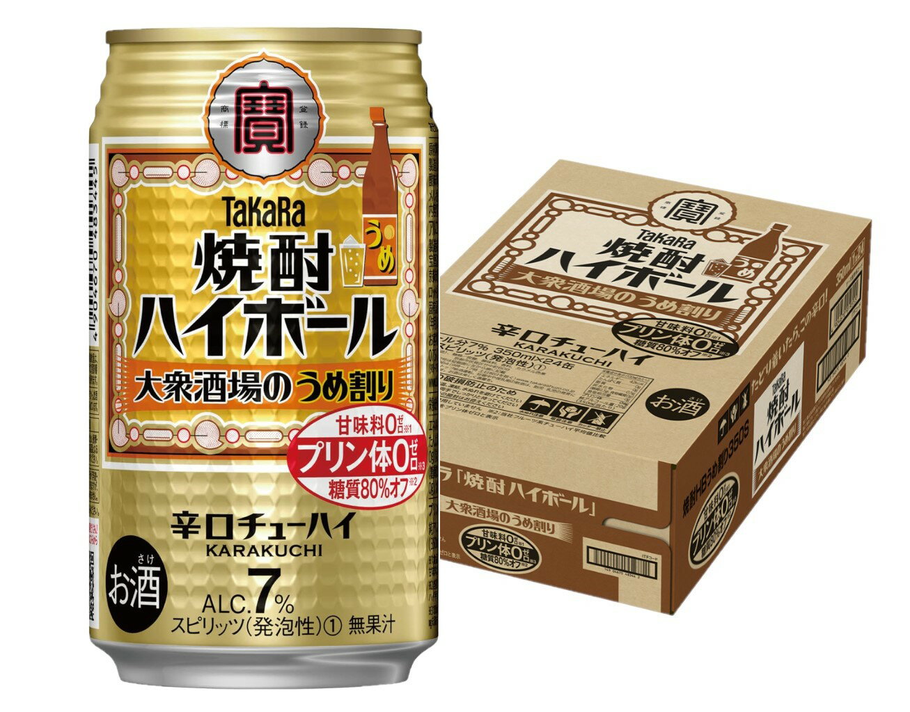 【内容量】 350ml【原材料】 焼酎、梅干エキス、糖類、香料、酸味料、カラメル色素、アントシアニン色素 【アルコール度数】7％ 【商品特徴】 チューハイは昭和20年代の東京で“焼酎ハイボール（酎ハイ）”として生まれたといわれています。タカラ「焼酎ハイボール」は、その元祖チューハイの味わいを追求した、キレ味爽快な辛口チューハイです。下町の大衆酒場で飲まれ続けている「うめ割り」の味わいを追求した焼酎ハイボール。