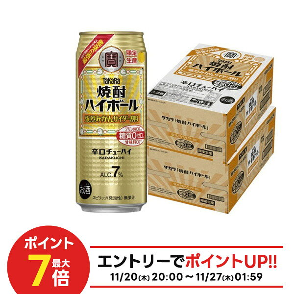 【抽選で1等2万ポイント当たる！】【最強配送】【送料無料】宝酒造 タカラ 焼酎ハイボール 強烈みかんサイダー割り 500ml×2ケース/48本【北海道・東北・四国・九州・沖縄県は別途送料がかかります】