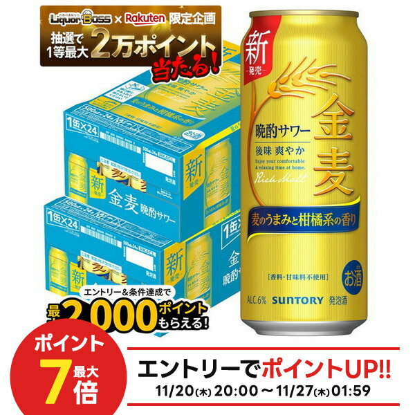 【抽選で1等2万ポイント当たる！】【最強配送】【送料無料】サントリー 金麦晩酌サワー500ml×2ケース/48本【本州(一部地域を除く)は送料無料】
