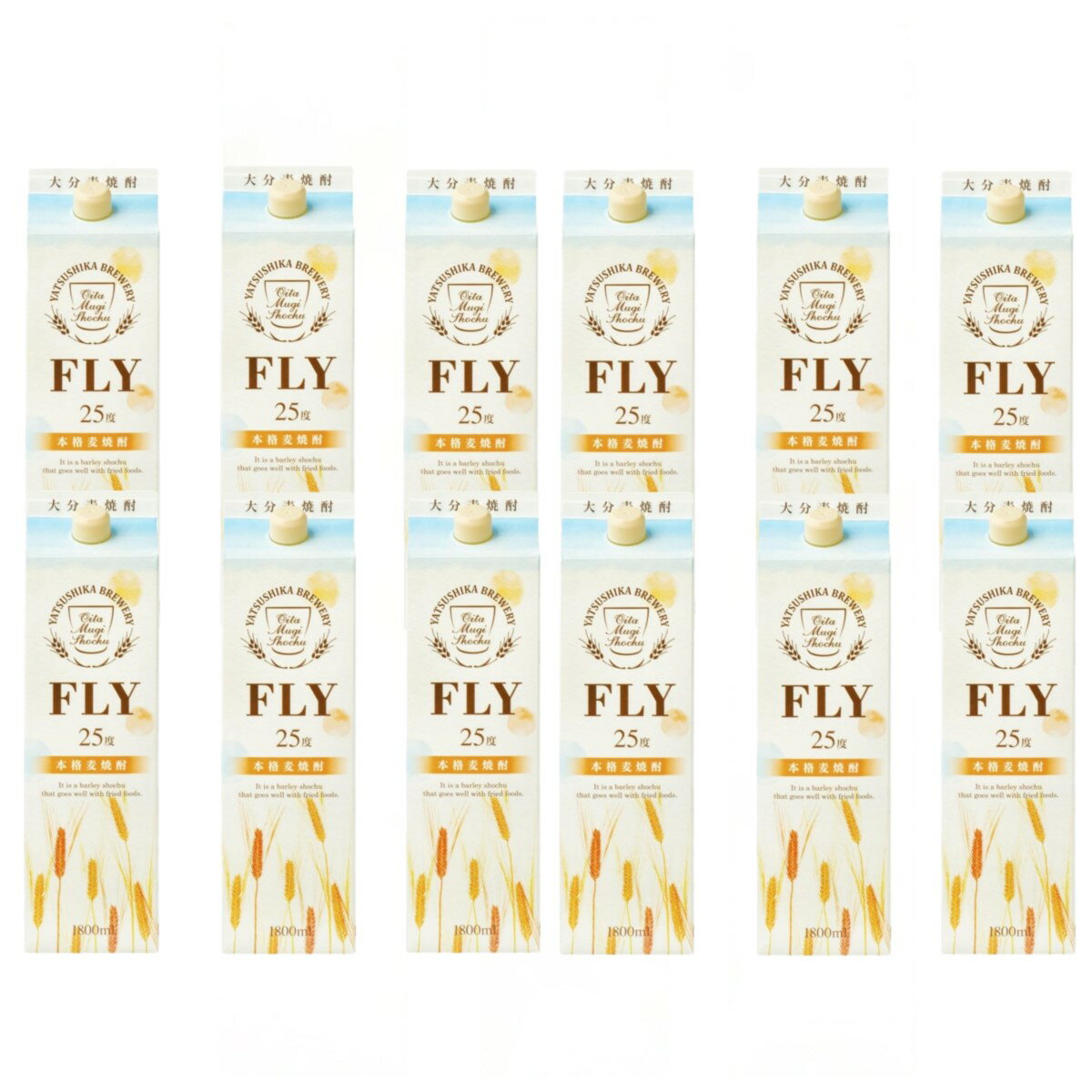 【抽選で1等2万ポイント当たる！】【送料無料】八鹿酒造 大分麦焼酎 FLY フライ 25度 1.8L 1800ml×2ケ..