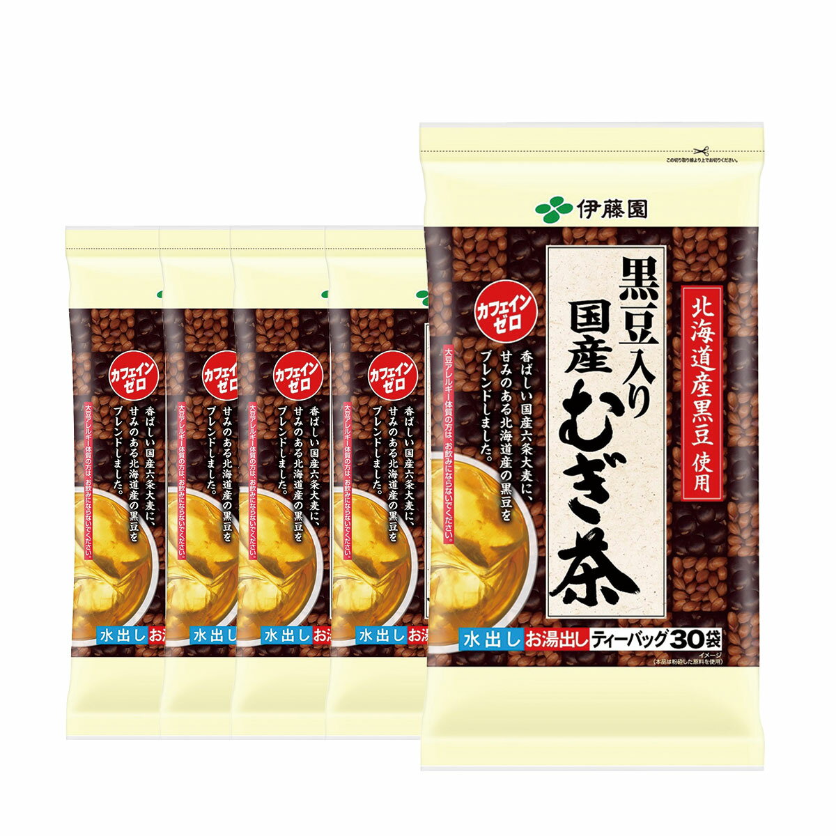 【抽選で1等2万ポイント当たる！】【送料無料】伊藤園 黒豆入り国産むぎ茶ティーバッグ240g(30袋)×5個