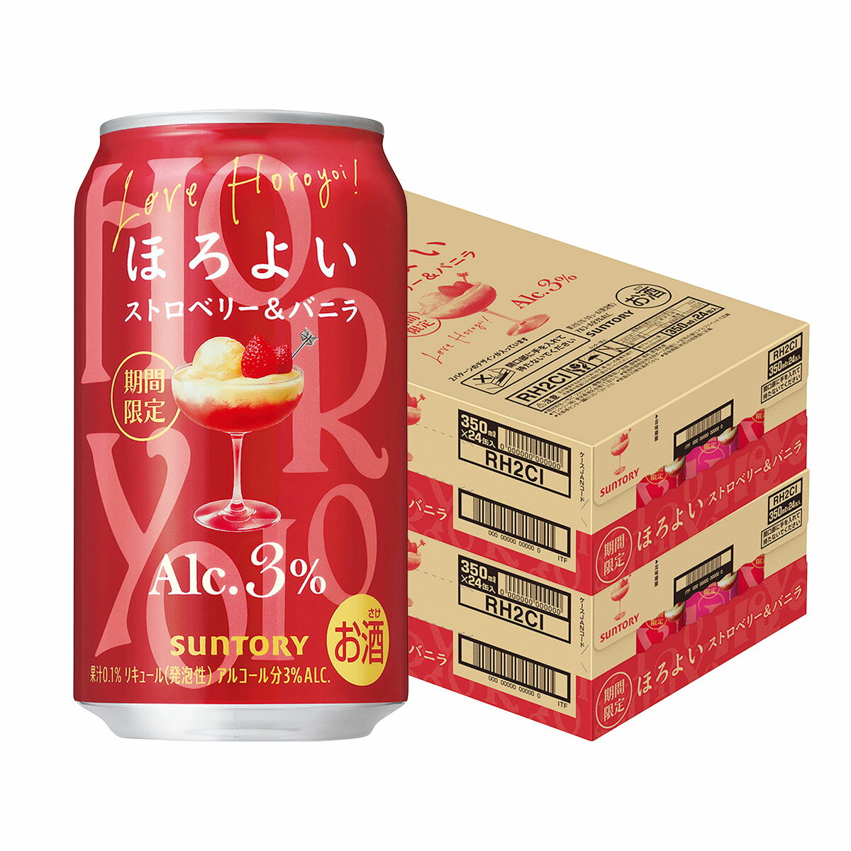 【予約】2026/02/03発売商品【送料無料】サントリー ほろよい ストロベリー＆バニラ 350ml×2ケース/48本 【北海道・沖縄県・東北・四国・九州・沖縄地方は必ず送料がかかります】