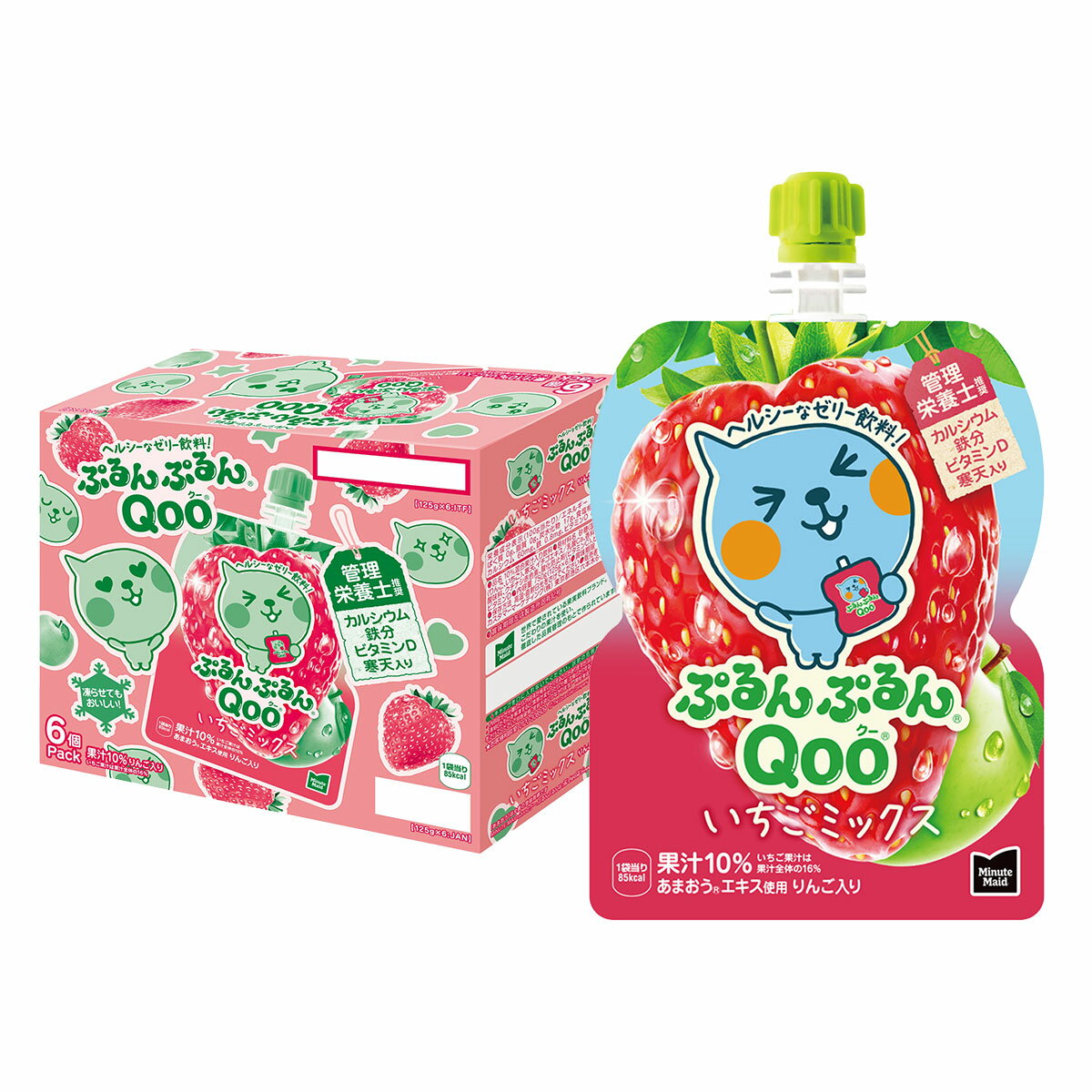 【抽選で1等2万ポイント当たる！】【送料無料】コカ・コーラ ミニッツメイド ぷるんぷるんQoo クー いちごミックス 125g×6個 ゼリー飲料 パウチ