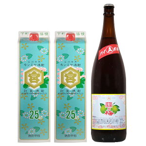 キンミヤ焼酎 25度 パック1800ml×2本・天羽の梅 赤ラベル1800ml×1本 下町ハイボールセット(焼酎用)【宮崎本店 天羽飲料製造 三重県 東京 甲類 清涼飲料水 焼酎セット】