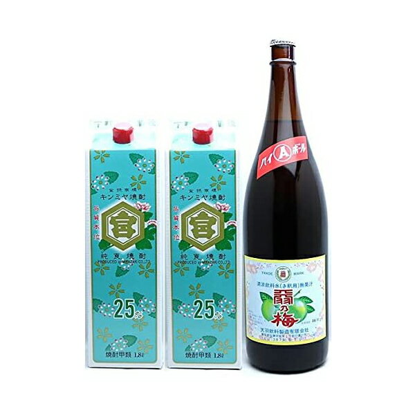 キンミヤ焼酎 25度 パック1800ml 2本・天羽の梅 赤ラベル1800ml 1本 下町ハイボールセット 焼酎用 【宮崎本店 天羽飲料製造 三重県 東京 甲類 清涼飲料水 焼酎セット】