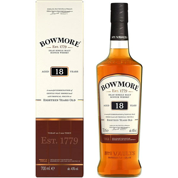 BOWMORE ボウモア 18年 43度 700ml【スコットランド シングルモルト スコッチ ウイスキー アイラ モルト】