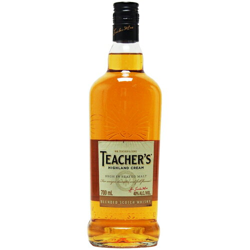 ティーチャーズ ハイランドクリーム TEACHER'S HIGHLAND CREAM ※ラベルやキャップシール等の色、デザインは変更となることがあります。 「ティーチャーズ ハイランドクリーム」は、豊かなコクとなめらかで深いテイストのブレンデッドスコッチウイスキーです。 1863年の古くからつくられ、ハイランドのアードモア蒸溜所でつくられるモルトを主体にしています。 アイラのピートが磯の香りや塩っぽさを感じるのに対し、ハイランドのピートはドライで爽やかなスモーキーさが特長。 150年以上こだわってきたハイランド唯一のスモーキーモルトをぜひお楽しみください。 香り≫ 　スモーキー、熟した林檎や洋ナシ 味わい≫ 　力強いコクとシルクのような優しい風味 余韻≫ 　豊かな風味がゆっくりと消えていくバランスの良い後味 [容量] 700ml [アルコール度数] 40％ [産地] イギリスティーチャーズ ハイランドクリーム TEACHER'S HIGHLAND CREAM ※ラベルやキャップシール等の色、デザインは変更となることがあります。 「ティーチャーズ ハイランドクリーム」は、豊かなコクとなめらかで深いテイストのブレンデッドスコッチウイスキーです。 1863年の古くからつくられ、ハイランドのアードモア蒸溜所でつくられるモルトを主体にしています。 アイラのピートが磯の香りや塩っぽさを感じるのに対し、ハイランドのピートはドライで爽やかなスモーキーさが特長。 150年以上こだわってきたハイランド唯一のスモーキーモルトをぜひお楽しみください。 香り≫ 　スモーキー、熟した林檎や洋ナシ 味わい≫ 　力強いコクとシルクのような優しい風味 余韻≫ 　豊かな風味がゆっくりと消えていくバランスの良い後味 [容量] 700ml [アルコール度数] 40％ [産地] イギリス