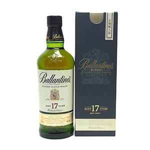 Ballantine’s 17 Years Oldバランタイン 17年 1937年の発売以来、揺るぎない地位を誇るバランタイン17年は、スコットランド各地の厳選されたモルト原酒とグレーン原酒を40種類以上ブレンドした、スコッチウイスキーの名門ブランドです。 酒齢17年以上の長期熟成原酒が織りなす奥行きの深い気品ある香りと繊細で複雑な味わいが、多くのウイスキーファンを魅了し続けています。 香り≫ 　バニラ香、樽香、バランスの取れた深く気品のある香り 味わい≫ 　クリーミーで蜂蜜のような甘美さの中にも、オーク樽とピート香のスモーキーさも感じられる複雑で力強い味わい フィニッシュ≫ 　長い余韻。かすかなスモーキーとバニラ香。潮の香り [原材料] モルト、グレーン [容量] 700ml [アルコール度数] 40％ [産地] イギリス [メーカー] サントリー ◎包装、のし対応しております。 注文確認画面で選択してください。Ballantine’s 17 Years Oldバランタイン 17年 1937年の発売以来、揺るぎない地位を誇るバランタイン17年は、スコットランド各地の厳選されたモルト原酒とグレーン原酒を40種類以上ブレンドした、スコッチウイスキーの名門ブランドです。 酒齢17年以上の長期熟成原酒が織りなす奥行きの深い気品ある香りと繊細で複雑な味わいが、多くのウイスキーファンを魅了し続けています。 香り≫ 　バニラ香、樽香、バランスの取れた深く気品のある香り 味わい≫ 　クリーミーで蜂蜜のような甘美さの中にも、オーク樽とピート香のスモーキーさも感じられる複雑で力強い味わい フィニッシュ≫ 　長い余韻。かすかなスモーキーとバニラ香。潮の香り [原材料] モルト、グレーン [容量] 700ml [アルコール度数] 40％ [産地] イギリス [メーカー] サントリー ◎包装、のし対応しております。 注文確認画面で選択してください。