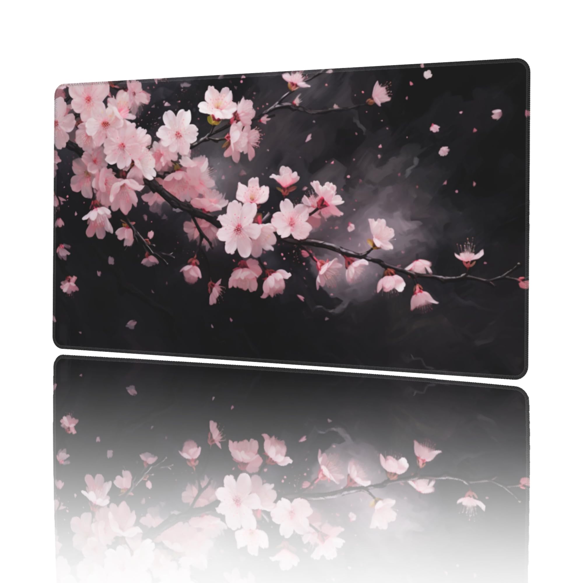 マウスパッド 大型 ゲーミング ピンク 桜 花 ブラック 花びら マウスマット デスクマット 特大 おおきい キーボードパッド ゴム底 エレコム