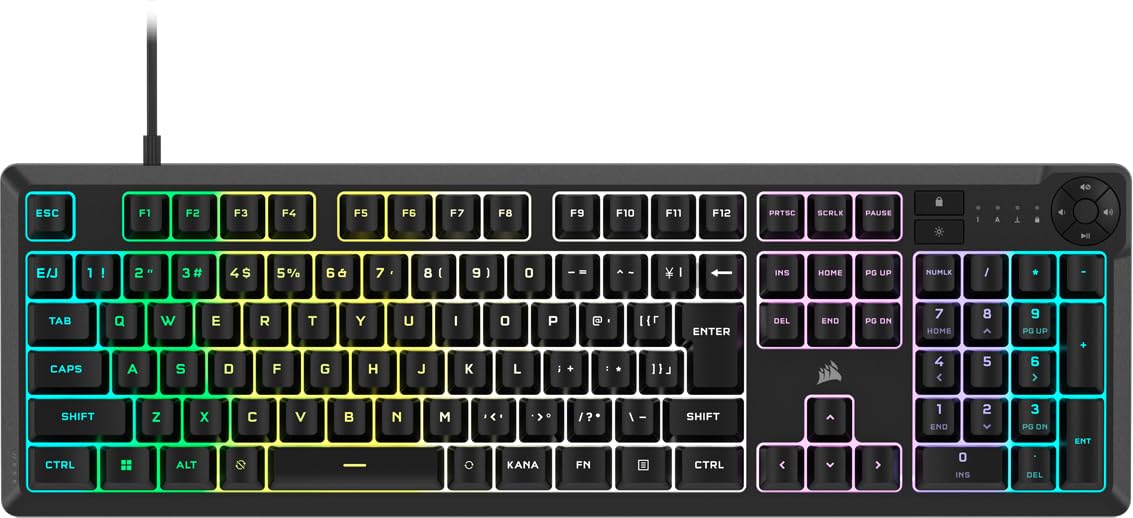 CORSAIR K55 CORE RGB ゲーミングキーボード iCUE対応 10 ゾーン RGB 4つの専用メディアキー 静音性と応答性のスイ