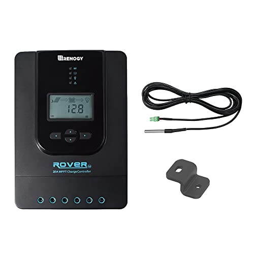 ・ブラック 20A Charge Controller・・Size:20A・【最大充電電流・入力電圧・入力電力】Renogyソーラーチャージャーコントローラーの最大充電電流は20A、最大入力電圧は100VDC、最大入力電力は12Vシステムで260W、24Vシステムで520Wの仕様となります。・【高い追跡効率と保護機能】 革新的なMPPT技術を持ち、99%という高い追跡効率を誇ります。これにより、ソーラーパネルの特性を最大限に引き出し、発電ロスを減らすことで無駄なくより多くの電力を生成することができます。また総合的な自己診断と電子保護機能が内蔵されており、システムの故障によるダメージを防ぐことができます。・【LED液晶画面付き】 LED液晶画面が付いており、充電電流やバッテリー電圧などのステータスがリアルタイムで確認できます。数値の異常に速やかに気付くことで、素早い対応が可能となります。またエラーが発生した際は、エラーコードが表示され原因の特定が容易に行えます。・【負荷接続端子付き】 負荷接続端子（負荷ポート）には、直流(DC)電球などの小型電気を接続することができまRenogy Rover チャージコントローラーがさまざまなオフグリッドソーラーアプリケーションに適しています。バッテリーが太陽電池モジュールにより過充電と負荷より過放電させれることを防ぎます。ローバーの充電プロセスは、バッテリ寿命を延長させ、システム性能が向上させるように最適化されています。迅速的、効率的、安全な充電のための4段階バッテリ充電アルゴリズムが含まれています。プログラム可能な充電パラメータを備えた液晶画面; 充電データー1年まで保存可能です。特徴(/b) (br)システム電圧（12v・24v）を自動的に識別する。(br)高い追跡効率を最大99％と97％のピーク変換効率ができます。(br)ピーク変換効率98％(br)出力による4段充電(br)(br)多種な電子保護(br)負荷側出力制御可能(br)　パラメータを備えた液晶画面; 充電データー1年まで保存可能です。(br)アルミダイキャストの素材のため、放熱性能が高い(br)カスタマイズ可能な充電電圧：9−17v（12vシステムの場合）(br)(br)(b)仕様書(/b) (br)公称システム電圧：12V/24V 自動的に識別する (br)定格バッテリ充電電流:20A(br)定格負荷電流:20A (br)　最大PV入力電流：25A(br)バッテリ最大電圧：32V(br)PV最大入力電圧:100V (br)放電回路の電圧降下:≦0.15V(br)(br) 楕円型取り付け穴 :0.7x0.45cm(br)純重量:1.4kg全体寸法:21×15×5.9cm(br) (br)(b)品質保証(/b) (br)1年間品質保証