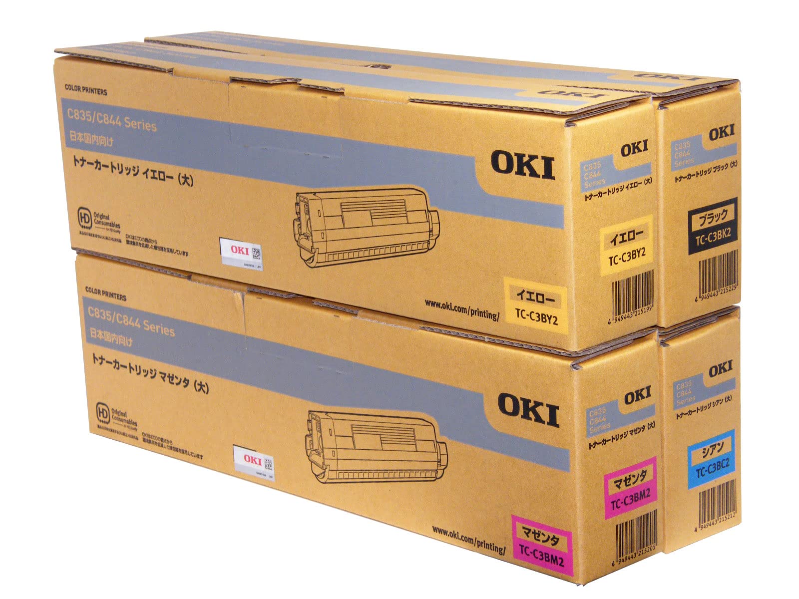 【純正品】OKI TC-C3B2 トナーカートリッジ(大容量) 4色セット (TC-C3BK2 TC-C3BC2 TC-C3BM2 TC-C3M