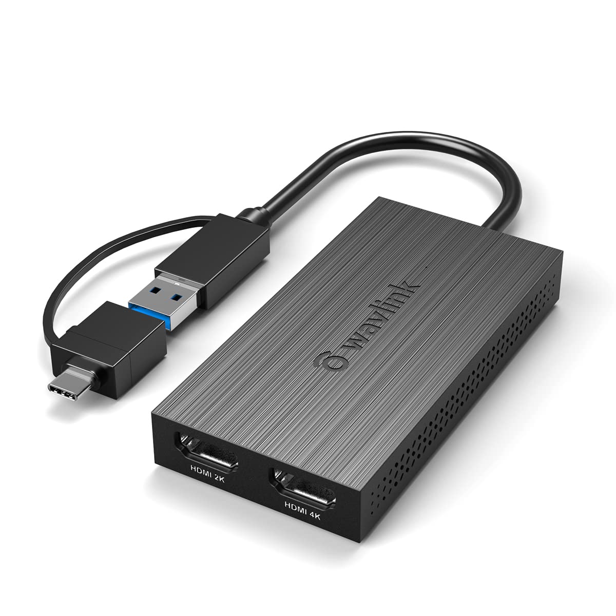 WAVLINK USB-C デュアル HDMI 変換アダプタ USB C ハブ 2-in-1 出力4K@30hz 2K@60hz 5Gbps高速